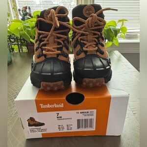 Timberland Kids Tan and Black Boots